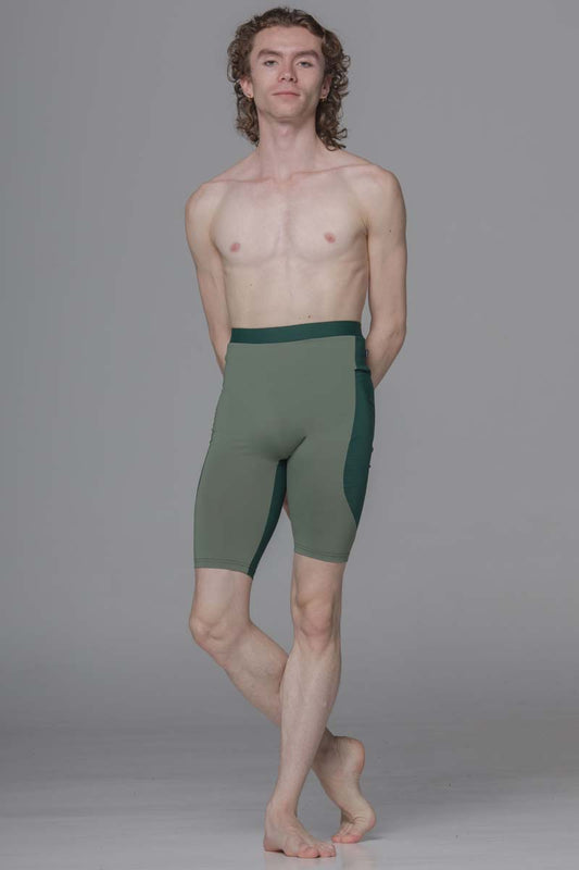 Diverso Men's Double Knee Shorts - Green & Olive