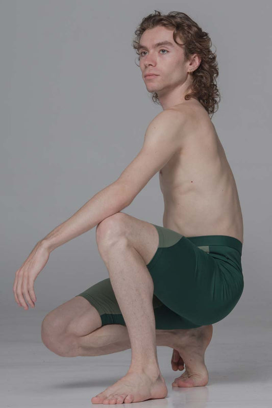 Diverso Men's Double Knee Shorts - Green & Olive