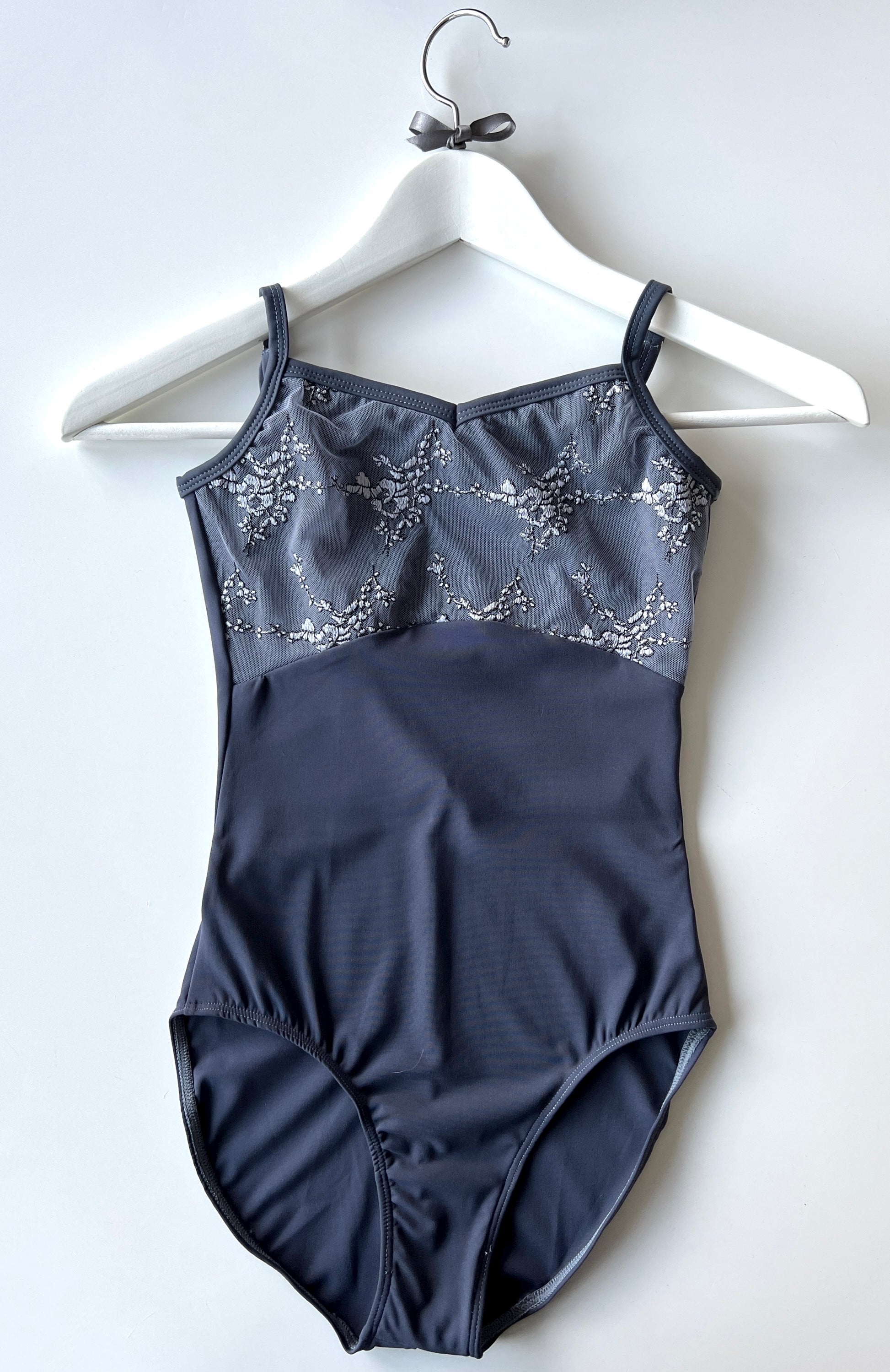 Navy blue camisole embroidered ballet leotard from the Collective Dancewear 