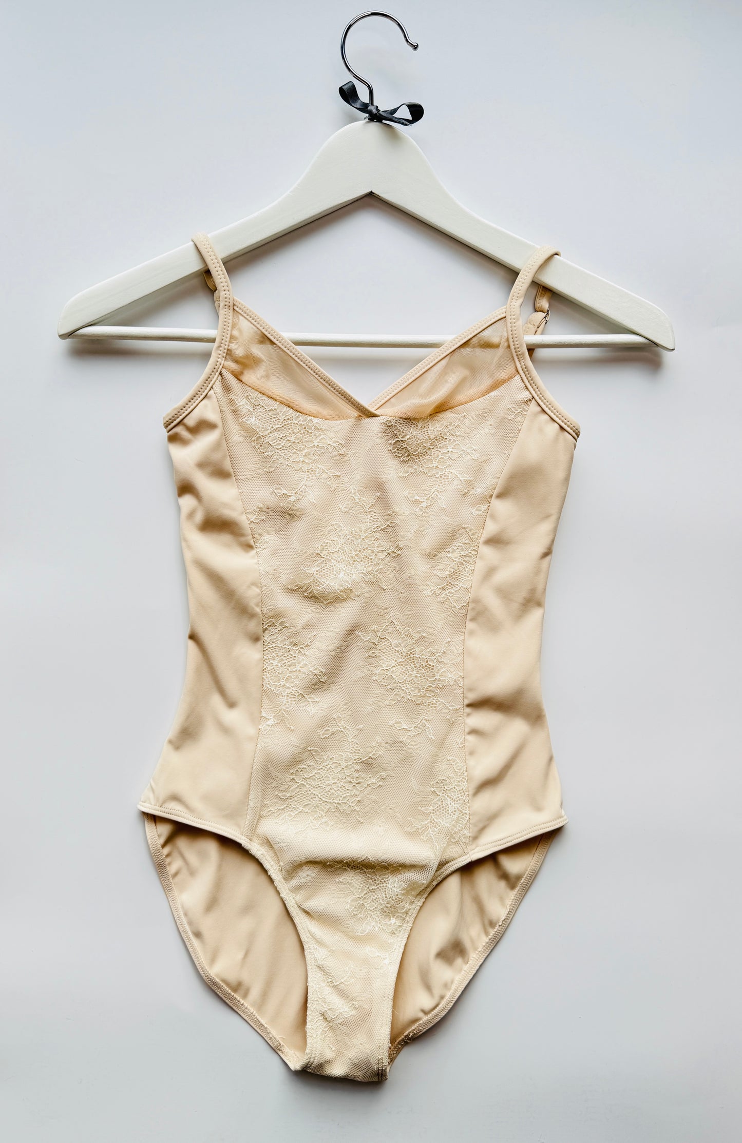 Camisole Leotard with Lace Panel - Cream