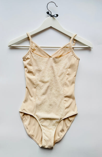 Camisole Leotard with Lace Panel - Cream