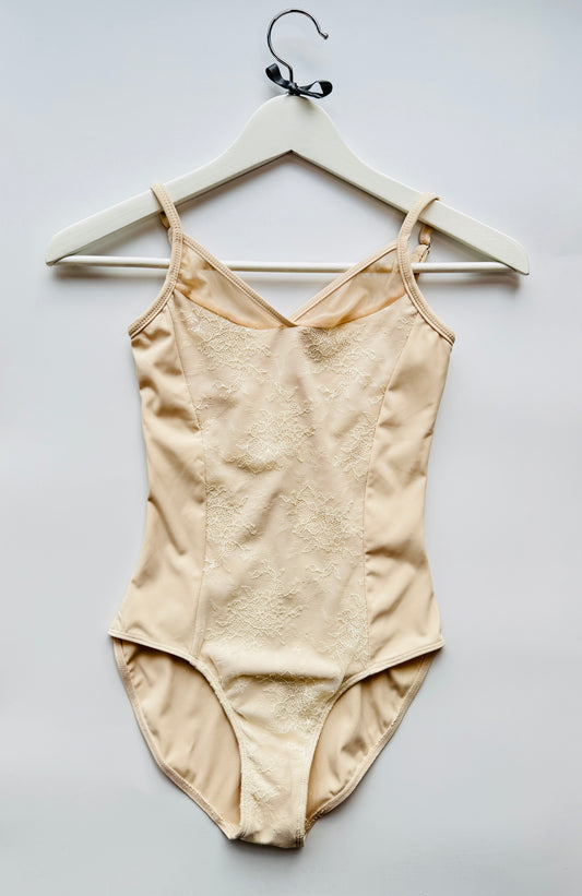Camisole Leotard with Lace Panel - Cream
