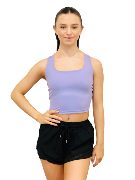 Cross back dance top from The Collective Dancewear in lilac