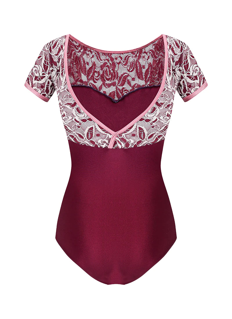 era Cap Sleeve Lace leotard - Red from Olivine and sold by The Collective Dancewear