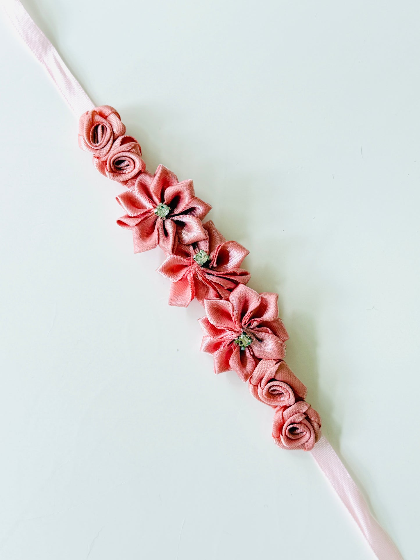 Bun Wrap - Antique Pink Sparkles & Mini Roses