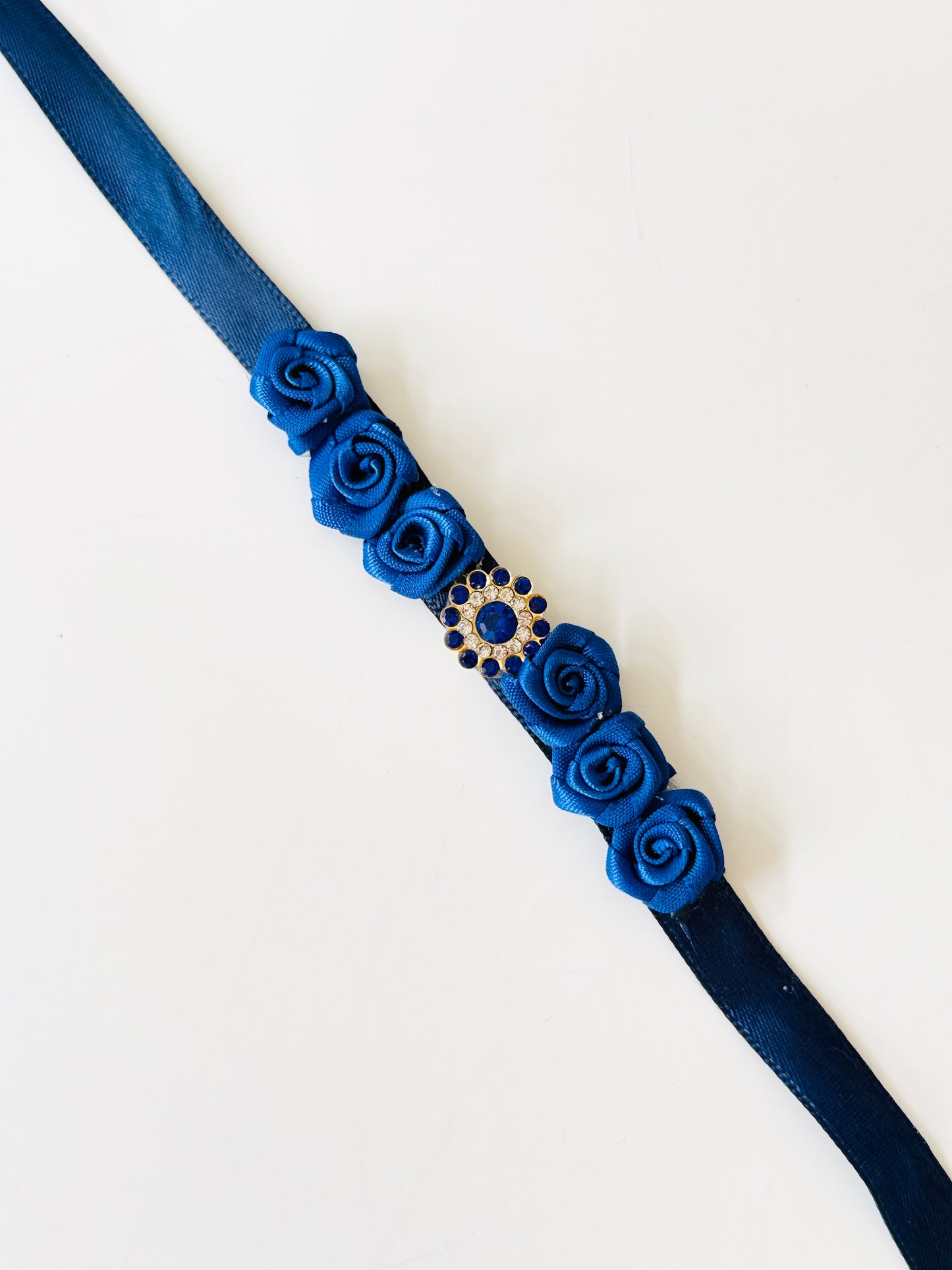 Bun Wrap - Navy Small Roses with a Blue Sparkle
