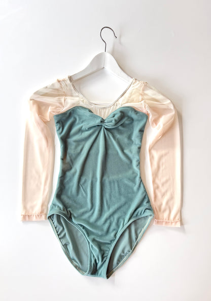 The Velour Long Sleeve Leotard - Green