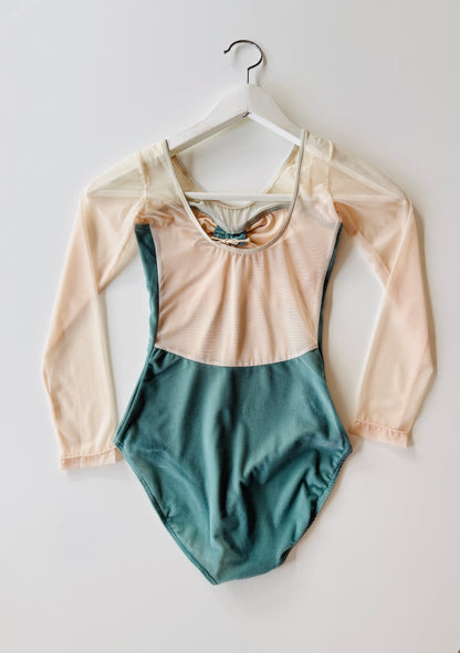 The Velour Long Sleeve Leotard - Green