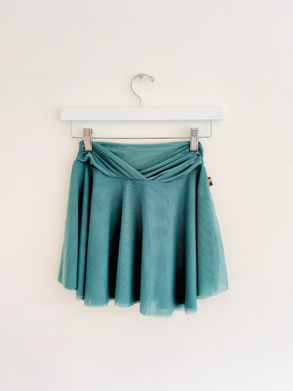 Double Layer Mesh Dance Skirt -Dark Green