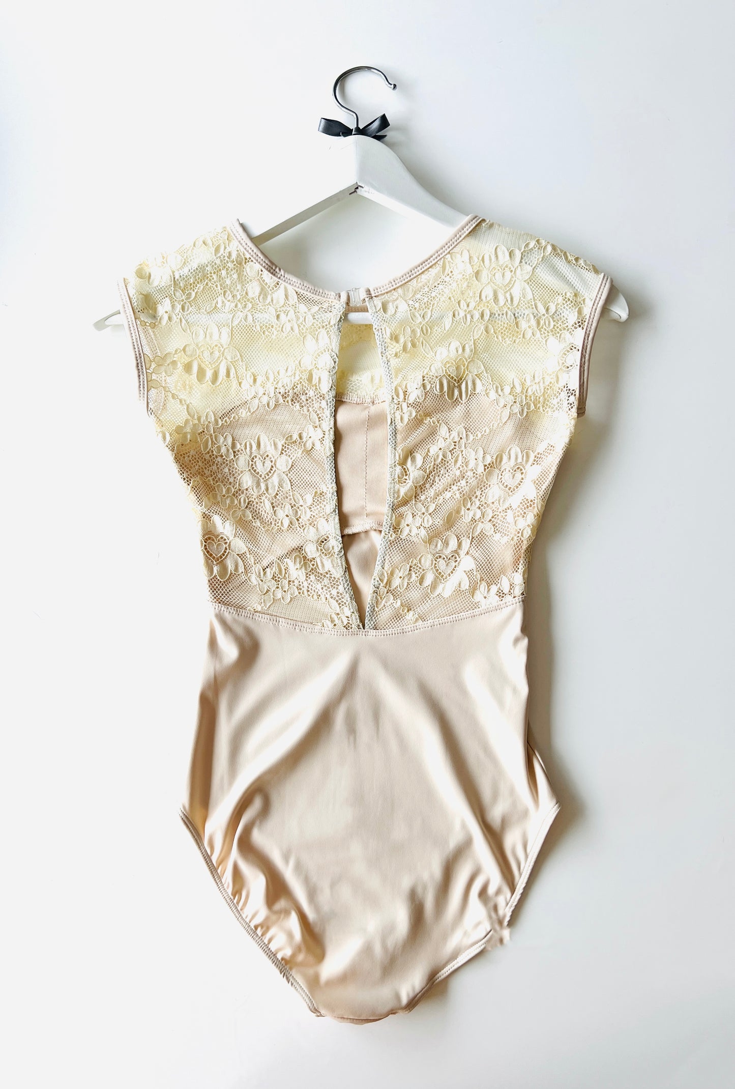 Lace cap sleeve leotard in antique cream from the collective Dancewear