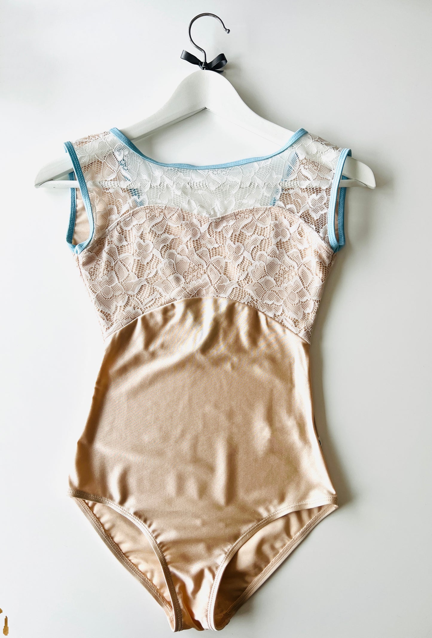 Chloe Lace Cap Sleeve Leotard in Cream from Olivine and sold by The Collective Dancewear