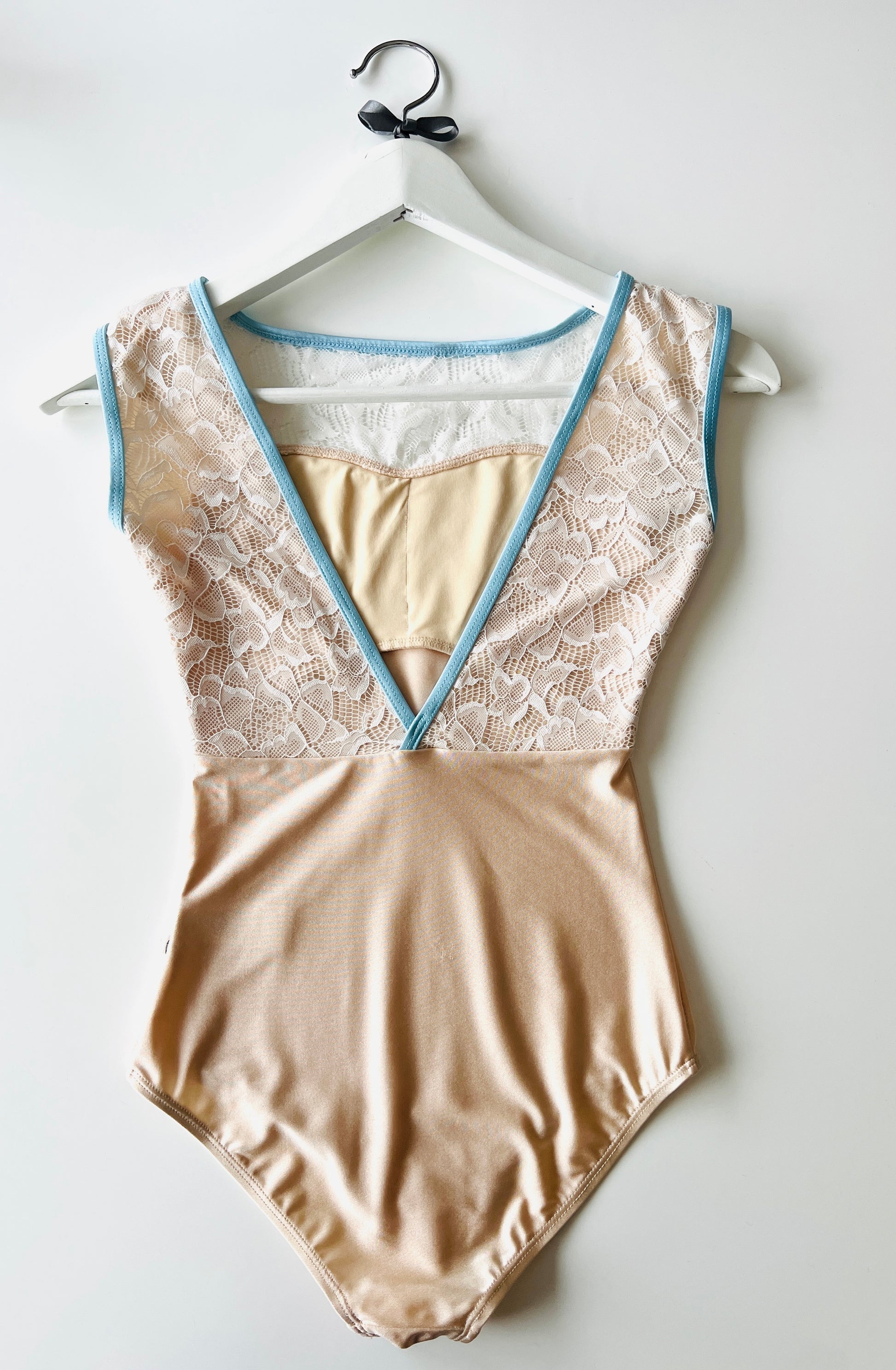 Chloe Lace Cap Sleeve Leotard in Cream from Olivine and sold by The Collective Dancewear