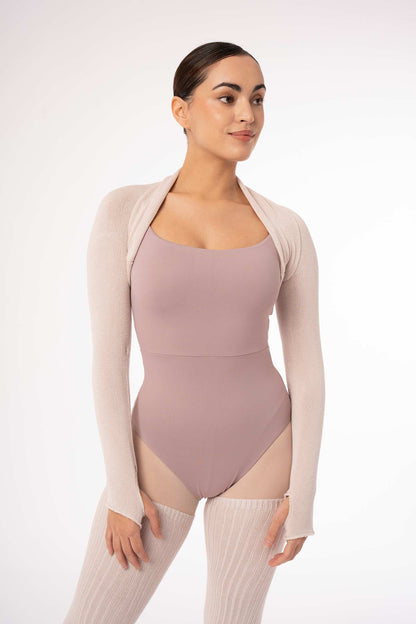 Intermezzo Darcy Knitted Warmup Shrug in Bamboo - Pale Cream