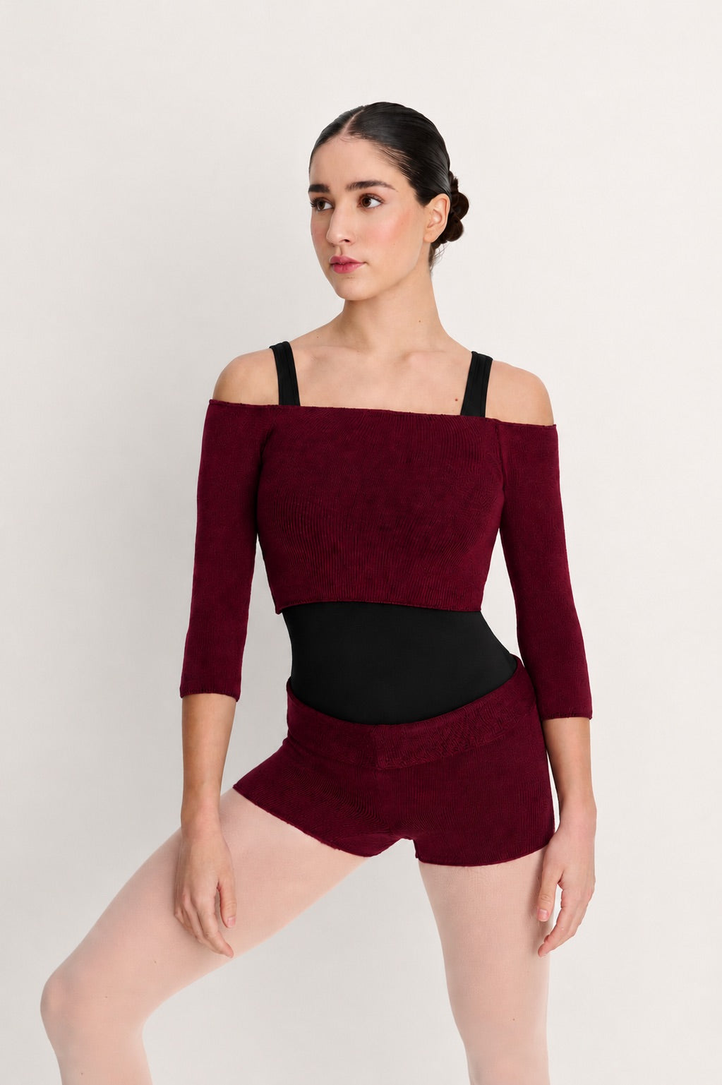 Intermezzo Dotti Knitted Shorts in Bamboo - Garnet