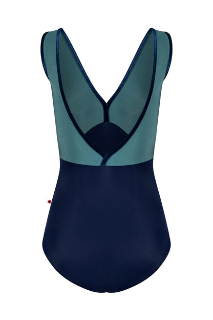 Yumiko Alicia V Neck Leotard - Cosmo & Frost Blue