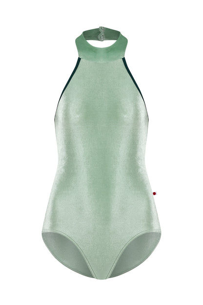 Yumiko Sarah Halter Neck Leotard - Meadow Green