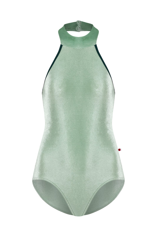 Yumiko Sarah Halter Neck Leotard - Meadow Green