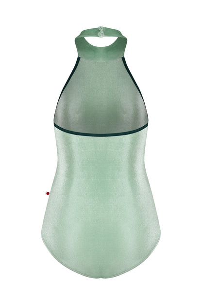 Yumiko Sarah Halter Neck Leotard - Meadow Green