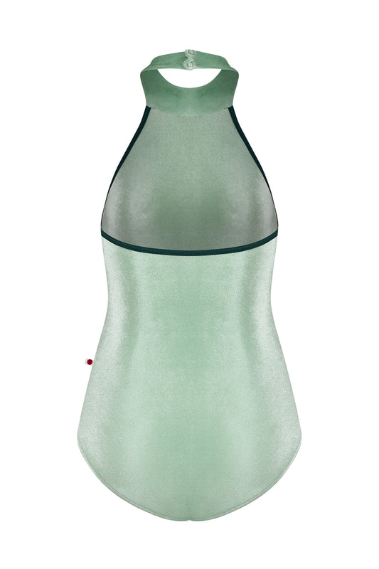 Yumiko Sarah Halter Neck Leotard - Meadow Green