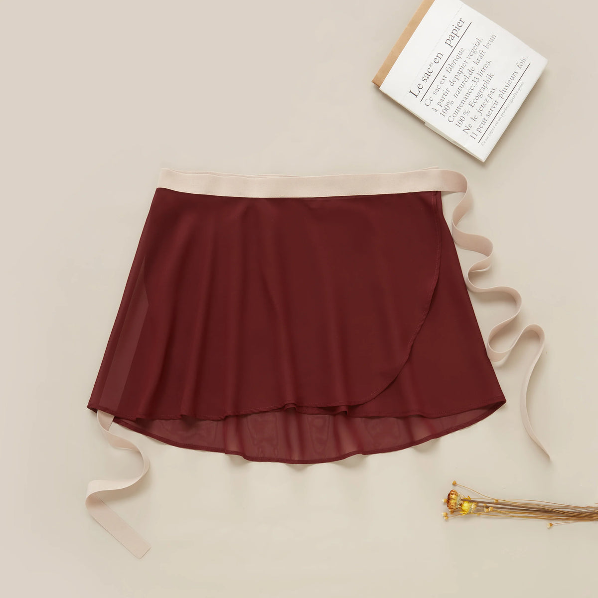 Sonnet Dance The Contrast Wrap Skirt - Burgundy