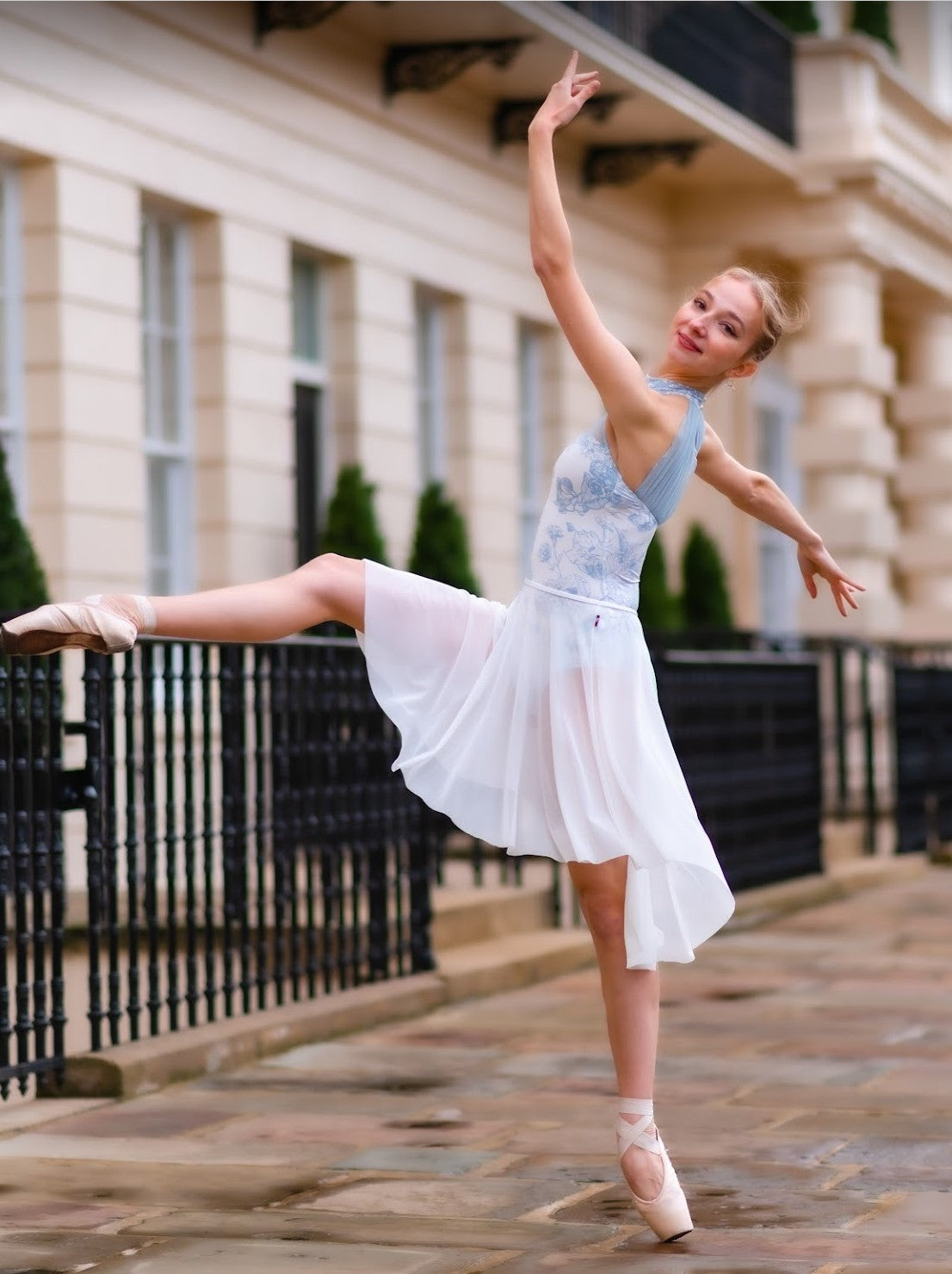 Long practice skirt in mesh white from The Collective Dancewear