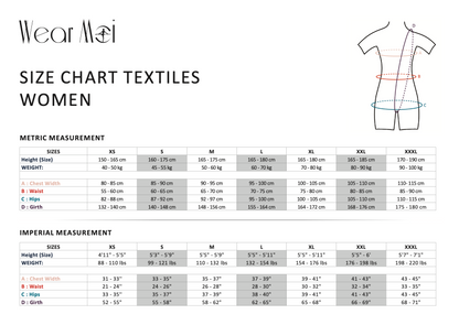 Wear Moi Size chart for leotards