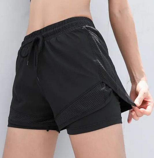Dance, running, yoga and gym two in one Shorts with pocket and elasticated waist in black from The Collective Dancewear