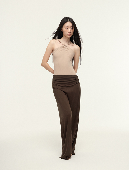 Taecho ThirdSkin Valois Oblique Twist Halter Neck Leotard - Sand