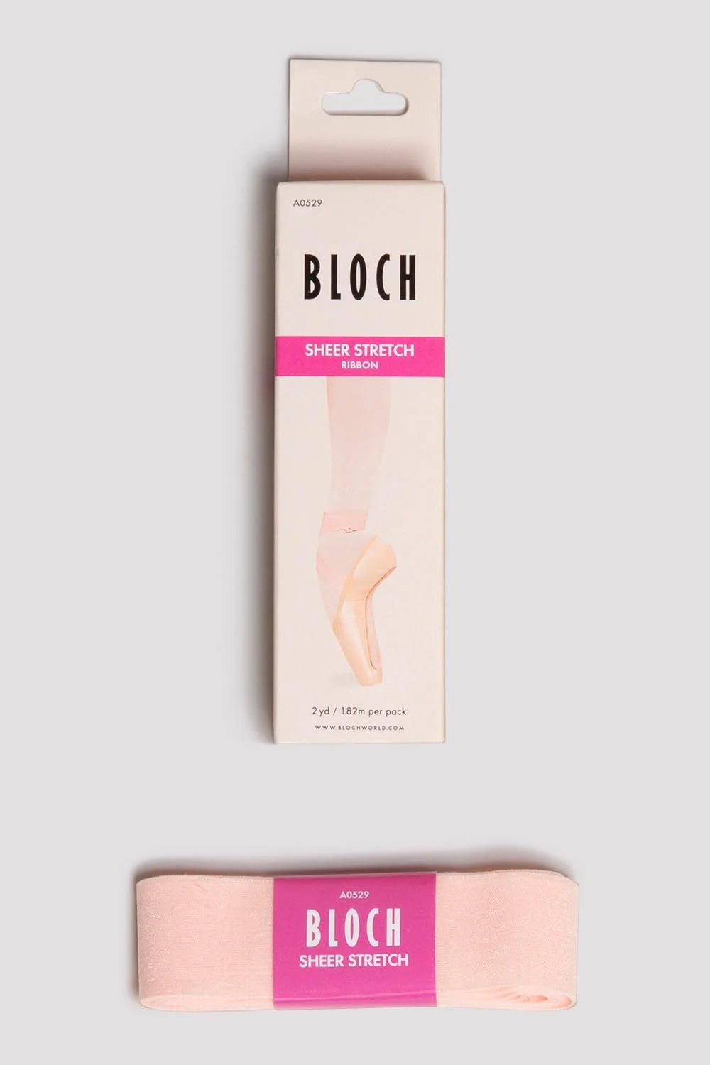Bloch Sheer Stretch Pointe Shoe Ribbon - Pink
