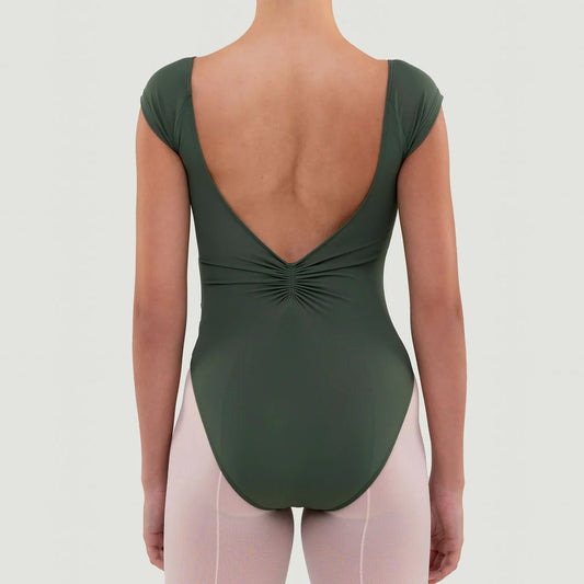 Bullet Pointe Pinch Front Cap Sleeve Leotard - Willow