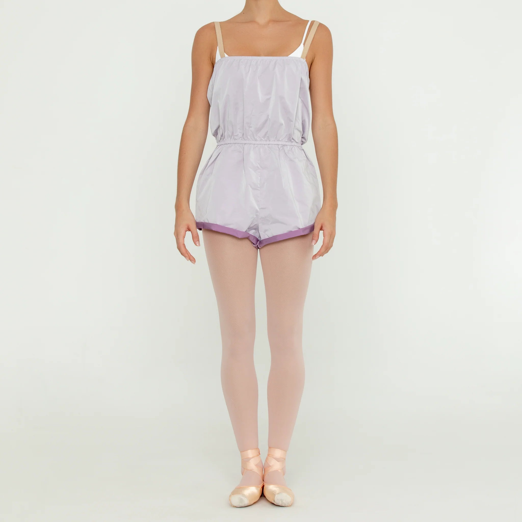 Bullet Pointe Micro Warm Up Romper - Cloud & Lilac - THE COLLECTIVE ...