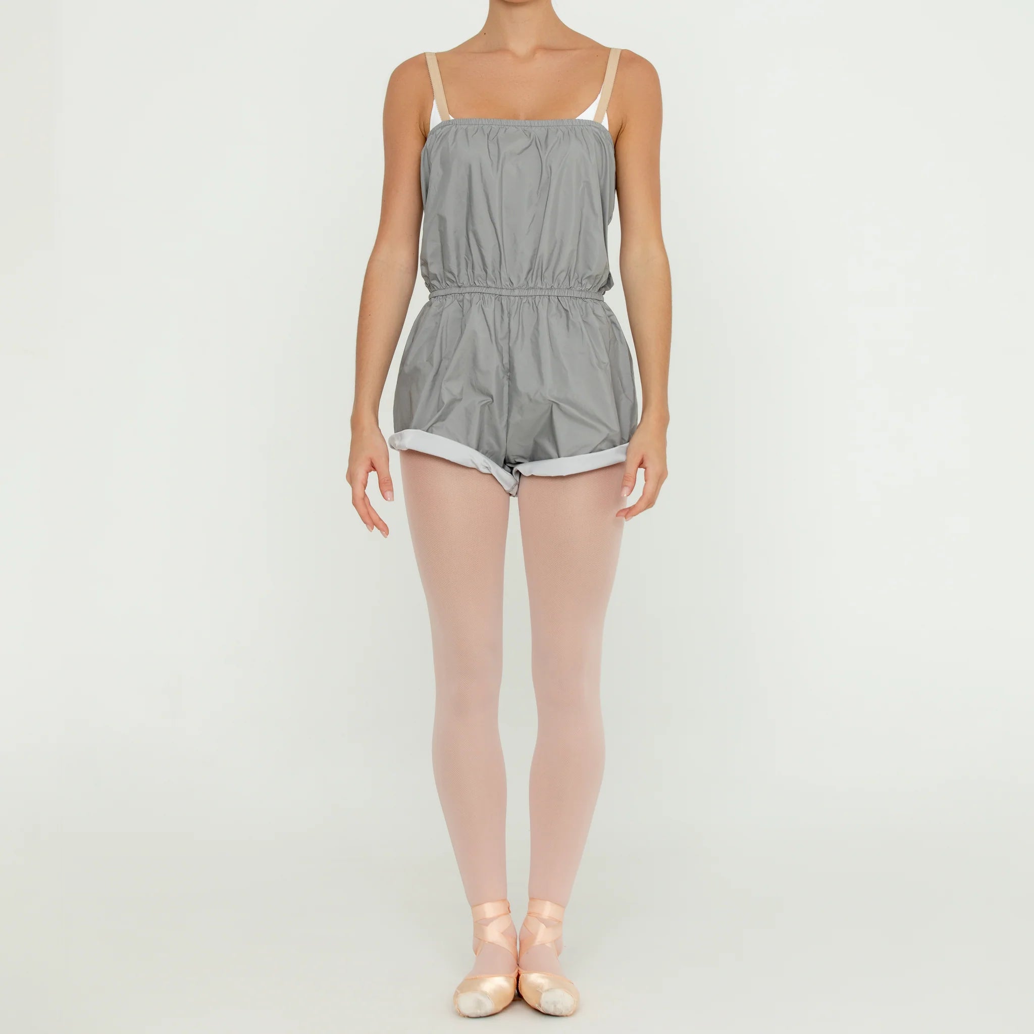 Bullet Pointe Micro Warm Up Romper - Grey - THE COLLECTIVE DANCEWEAR