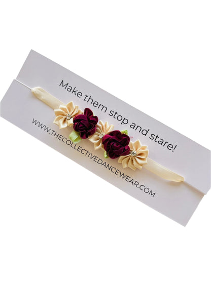 Bun Wrap - Cream And Burgundy - THE COLLECTIVE DANCEWEARBun Wrap - Cream And Burgundy#mBun wrapTHE COLLECTIVE DANCEWEAR