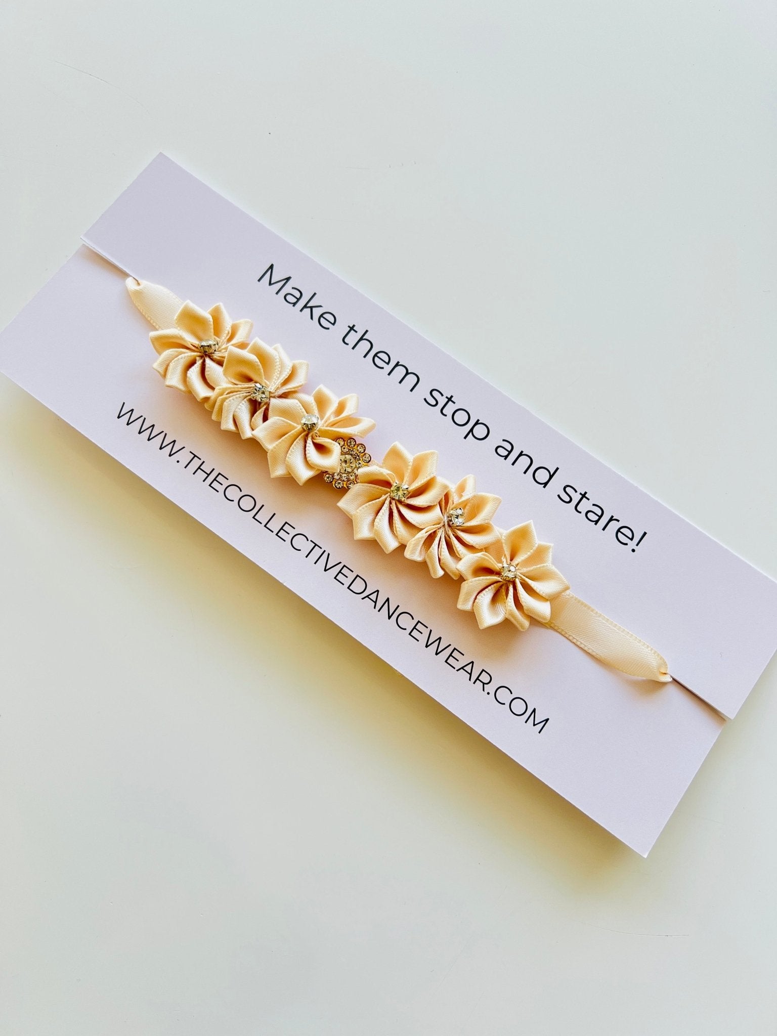 Bun Wrap - Cream Roses with Gold Rhinestone - THE COLLECTIVE DANCEWEARBun Wrap - Cream Roses with Gold Rhinestone#mBun wrapTHE COLLECTIVE DANCEWEAR