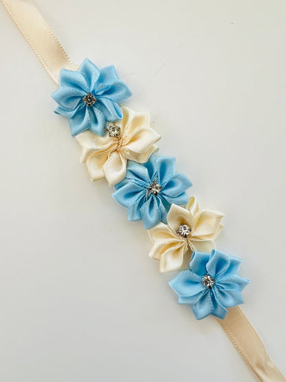 Bun Wrap - Cream & Sky Blue Sparkles - THE COLLECTIVE DANCEWEARBun Wrap - Cream & Sky Blue SparklesmBun wrapTHE COLLECTIVE DANCEWEAR
