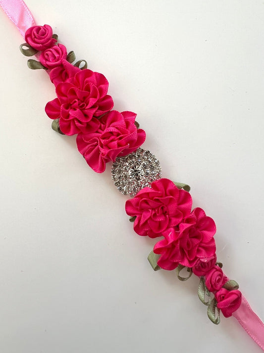 Bun Wrap - Large Pink Peonies With A Gold Diamante - THE COLLECTIVE DANCEWEARBun Wrap - Large Pink Peonies With A Gold DiamantemBun wrapTHE COLLECTIVE DANCEWEAR