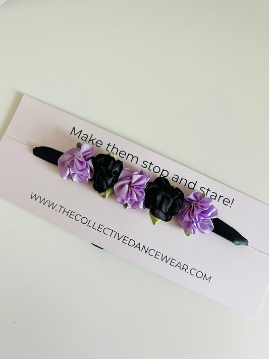 Bun Wrap - Lilac and Black Peonies - THE COLLECTIVE DANCEWEARBun Wrap - Lilac and Black PeoniesmBun wrapTHE COLLECTIVE DANCEWEAR