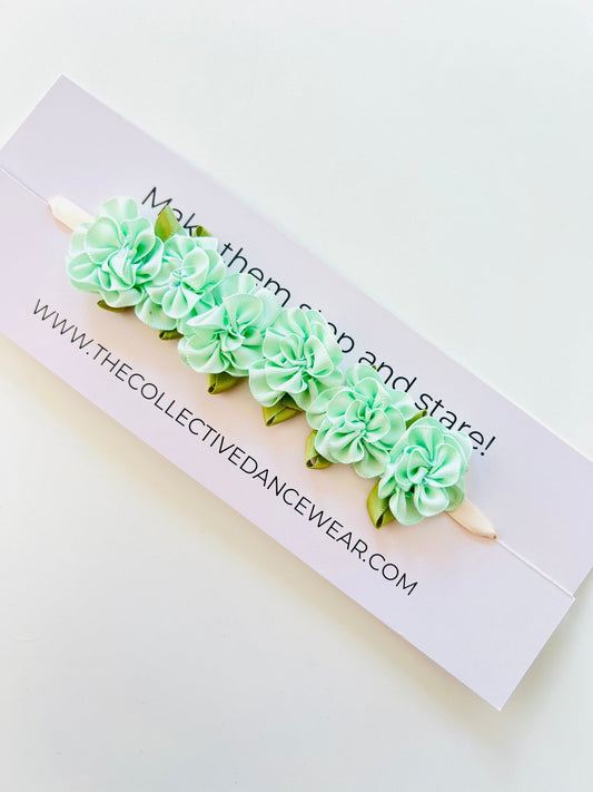 Bun Wrap - Mint Peonies - THE COLLECTIVE DANCEWEARBun Wrap - Mint PeoniesmBun wrapTHE COLLECTIVE DANCEWEAR