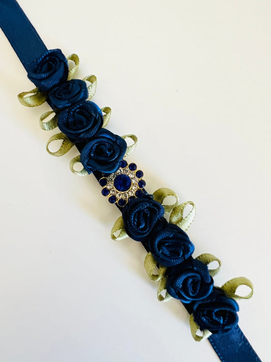 Bun Wrap - Navy Small Roses with a Blue Sparkle - THE COLLECTIVE DANCEWEARBun Wrap - Navy Small Roses with a Blue SparklemBun wrapTHE COLLECTIVE DANCEWEAR
