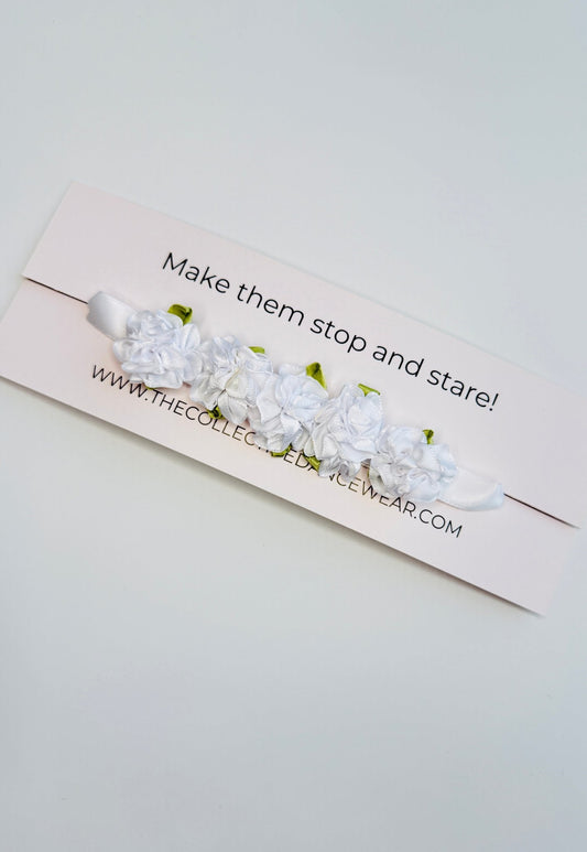 Bun Wrap - White Peonies - THE COLLECTIVE DANCEWEARBun Wrap - White PeoniesmBun wrapTHE COLLECTIVE DANCEWEAR