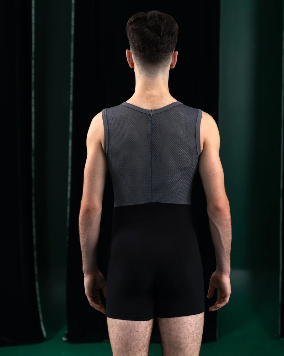 ByDean Short Unitard - Black and Grey - THE COLLECTIVE DANCEWEARByDean Short Unitard - Black and Grey#mSports UnitardTHE COLLECTIVE DANCEWEAR