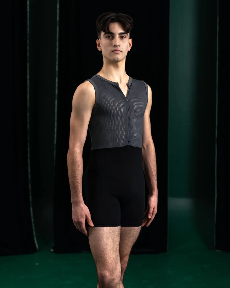 ByDean Short Unitard - Black and Grey - THE COLLECTIVE DANCEWEARByDean Short Unitard - Black and Grey#mSports UnitardTHE COLLECTIVE DANCEWEAR