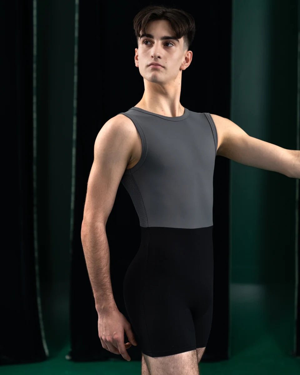 ByDean Short Unitard - Black and Grey - THE COLLECTIVE DANCEWEARByDean Short Unitard - Black and Grey#mSports UnitardTHE COLLECTIVE DANCEWEAR