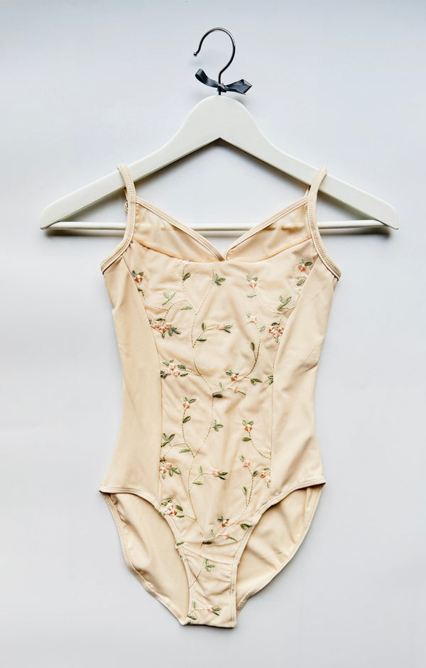 Embroidered Camisole Leotard With Ruching - Sage main image 1