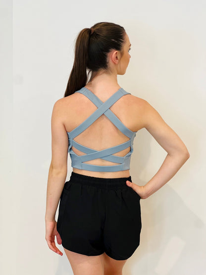 Cross Back Dance Top - Blue - THE COLLECTIVE DANCEWEARCross Back Dance Top - Blue#mSports TopTHE COLLECTIVE DANCEWEAR