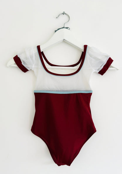 Dellalo Milano Penelope - Kids - Dark Red & White - Collective DancewearDellalo Milano Penelope - Kids - Dark Red & WhitemLeotardCollective Dancewear