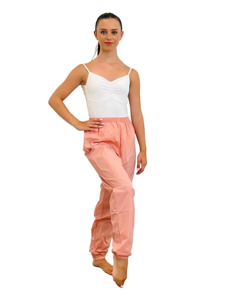Pink trash pants / sauna pants / warmup pants for dancers from The Collective Dancewear