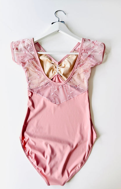 Embroidered Cap Sleeve Leotard - Pink - THE COLLECTIVE DANCEWEAREmbroidered Cap Sleeve Leotard - PinkmLeotardTHE COLLECTIVE DANCEWEAR