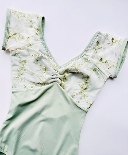 Embroidered Cap Sleeve Leotard - Sage - THE COLLECTIVE DANCEWEAREmbroidered Cap Sleeve Leotard - SagemLeotardTHE COLLECTIVE DANCEWEAR