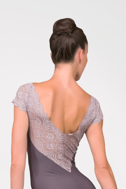 Harmony Cap Sleeve Leotard With Lace Back - Dark Taupe - Collective DancewearHarmony Cap Sleeve Leotard With Lace Back - Dark Taupe#mLeotardCollective Dancewear